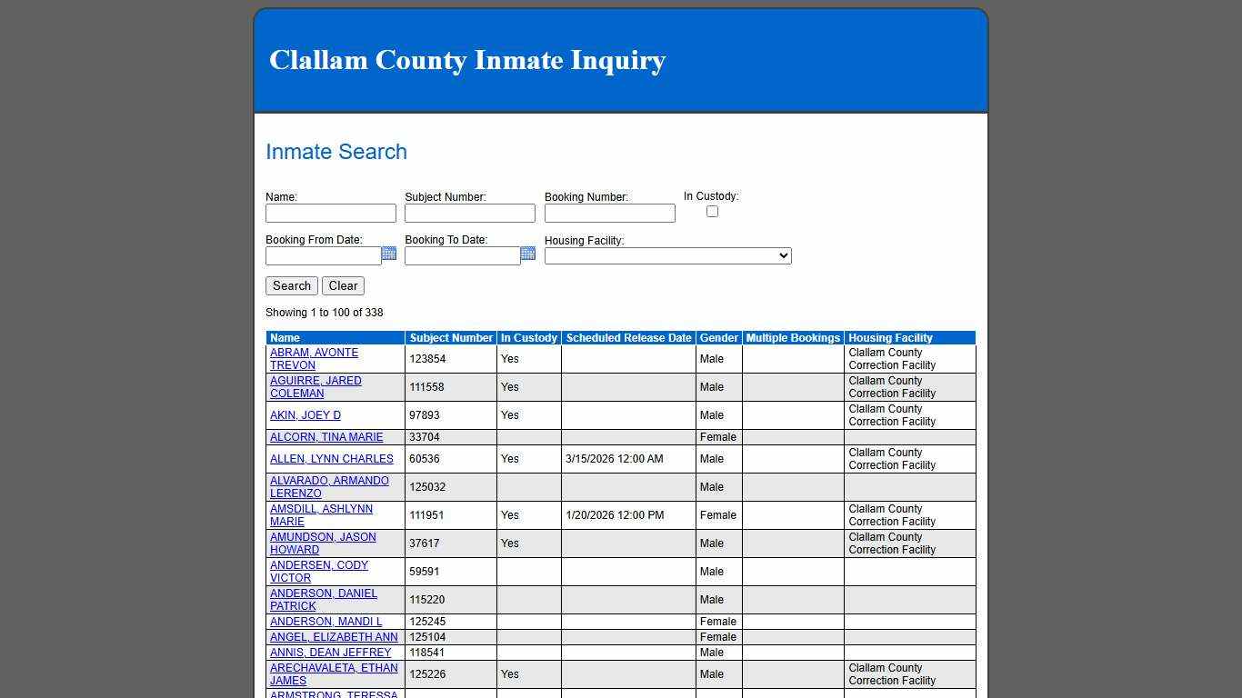 Inmate Search